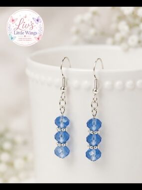 Liv's Little Wings Blue Faceted Crystal Drop Earrings
